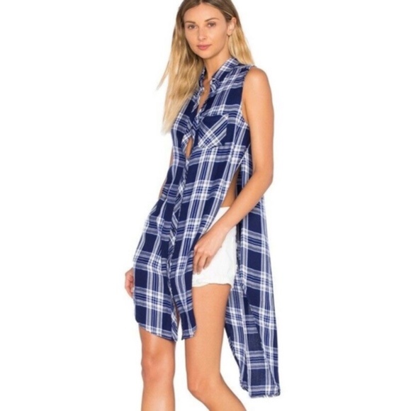 Rails Tops - 🛍 Rails Blue/Black Plaid Jordyn Hi-Low Tunic
